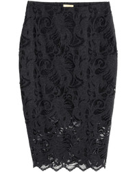 H&M Lace Pencil Skirt Black Ladies