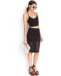 Forever 21 Sheer Lace Pencil Skirt
