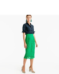 J.Crew Tall Pintucked Pencil Skirt In Lace