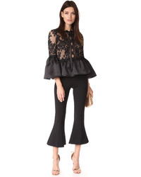 Marchesa Peplum Top With Bell Sleeves