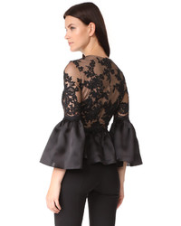Marchesa Peplum Top With Bell Sleeves