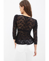Forever 21 Sheer Lace Peplum Top