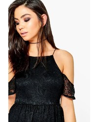 Boohoo Amy Lace Open Shoulder Playsuit