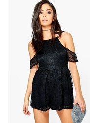 Boohoo Amy Lace Open Shoulder Playsuit