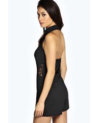 Boohoo Ava High Neck Lace Insert Playsuit