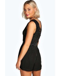 Boohoo Avril Corded Lace Chiffon Playsuit