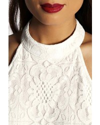 Boohoo Betsy High Neck Lace Playsuit