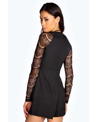 Boohoo Betty Long Sleeve Lace Playsuit