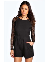 Boohoo Betty Long Sleeve Lace Playsuit