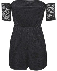 Boohoo Hailey All Over Lace Off The Shoulder Playsuit