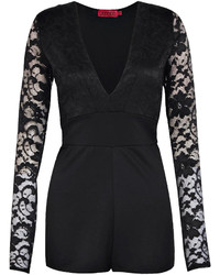 Boohoo Madison Long Sleeved Lace Upper Playsuit