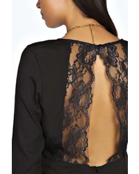 Boohoo Melia Scallop Lace Back Woven Playsuit