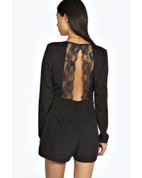 Boohoo Melia Scallop Lace Back Woven Playsuit