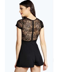 Boohoo Robyn Lace Top Short Sleeved Playsuit