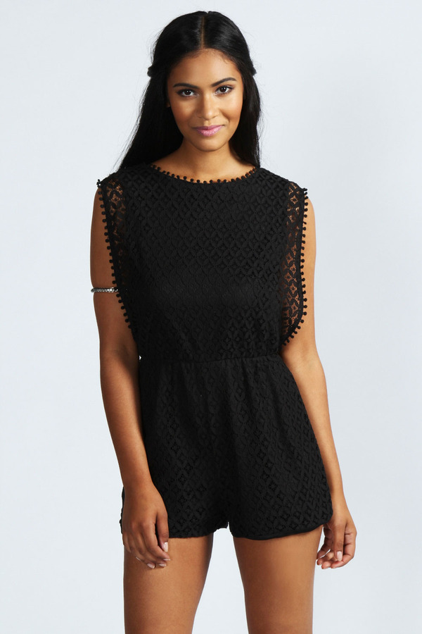 Boohoo Rosaline Sleeveless Lace Playsuit | Where to buy & how to