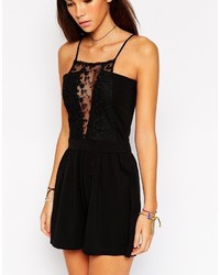 Asos Collection Plunge Romper With Floral Lace