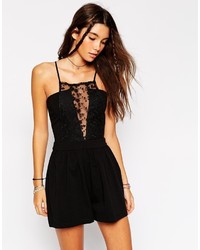 Asos Collection Plunge Romper With Floral Lace