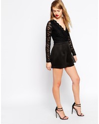 Asos Collection Romper With Long Lace Sleeve