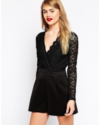 Asos Collection Romper With Long Lace Sleeve