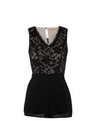 Dolly & Delicious New Look Black Lace V Neck Playsuit
