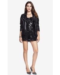 Express Strapless Sequin Lace Structured Romper