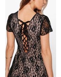 Boohoo Helena Contrast Lace Up Playsuit