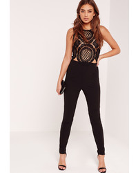 Missguided Lace And Crepe Sleeveless Romper Black