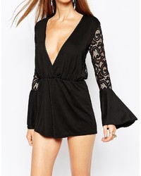 Missguided Lace Back Fluted Sleeve Romper