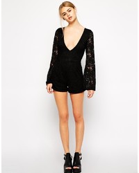 Motel Lace Romper With Flared Sleeve
