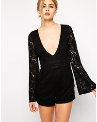 Motel Lace Romper With Flared Sleeve