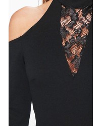 Boohoo Lucy Open Shoulder Lace Trim Playsuit