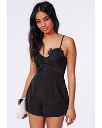 Missguided Andreia Lace Plunge Romper In Black, $56