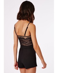 Missguided Strappy Lace Overlay Romper Black