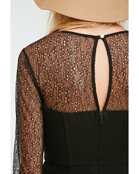 Forever 21 Pleated Lace Paneled Romper