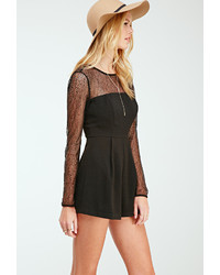 Forever 21 Pleated Lace Paneled Romper