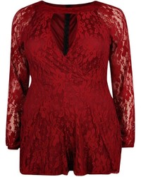 Boohoo Plus Amber Lace Wrap Front Playsuit