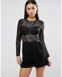 Asos Romper With Lace Panel Details