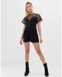 ASOS DESIGN Sweetheart Playsuit With Flutter Sleeve