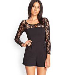 Forever 21 Textured Floral Lace Romper