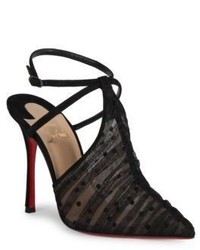 Christian Louboutin Acide Lace 100 Tulle Ankle Strap Pumps