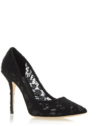 Dolce & Gabbana Black Lace Pointed Toe Pumps