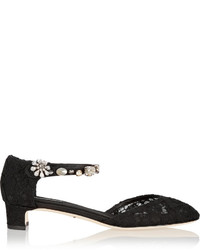 Dolce & Gabbana Embellished Corded Lace And Mesh Pumps