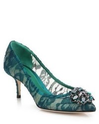 Dolce & Gabbana Embellished Lace Point Toe Pumps