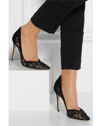 Gianvito Rossi Lace And Suede Pumps