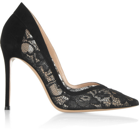 Gianvito Rossi Lace And Suede Pumps 