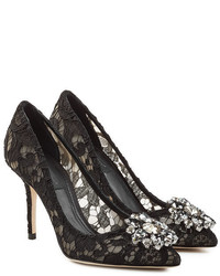Dolce & Gabbana Lace Pumps With Crystal Embellisht