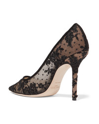 Jimmy Choo Love 100 Swiss Dot Tulle And Corded Lace Pumps