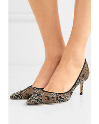Jimmy Choo Romy 60 Swiss Dot Tulle And Corded Lace Pumps