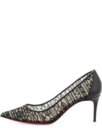 Christian Louboutin Saramor Lace Red Sole Pump Black