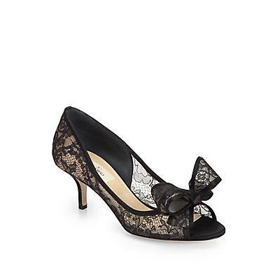 Valentino Lace Bow Pumps Black, $975 | Saks Fifth Avenue | Lookastic